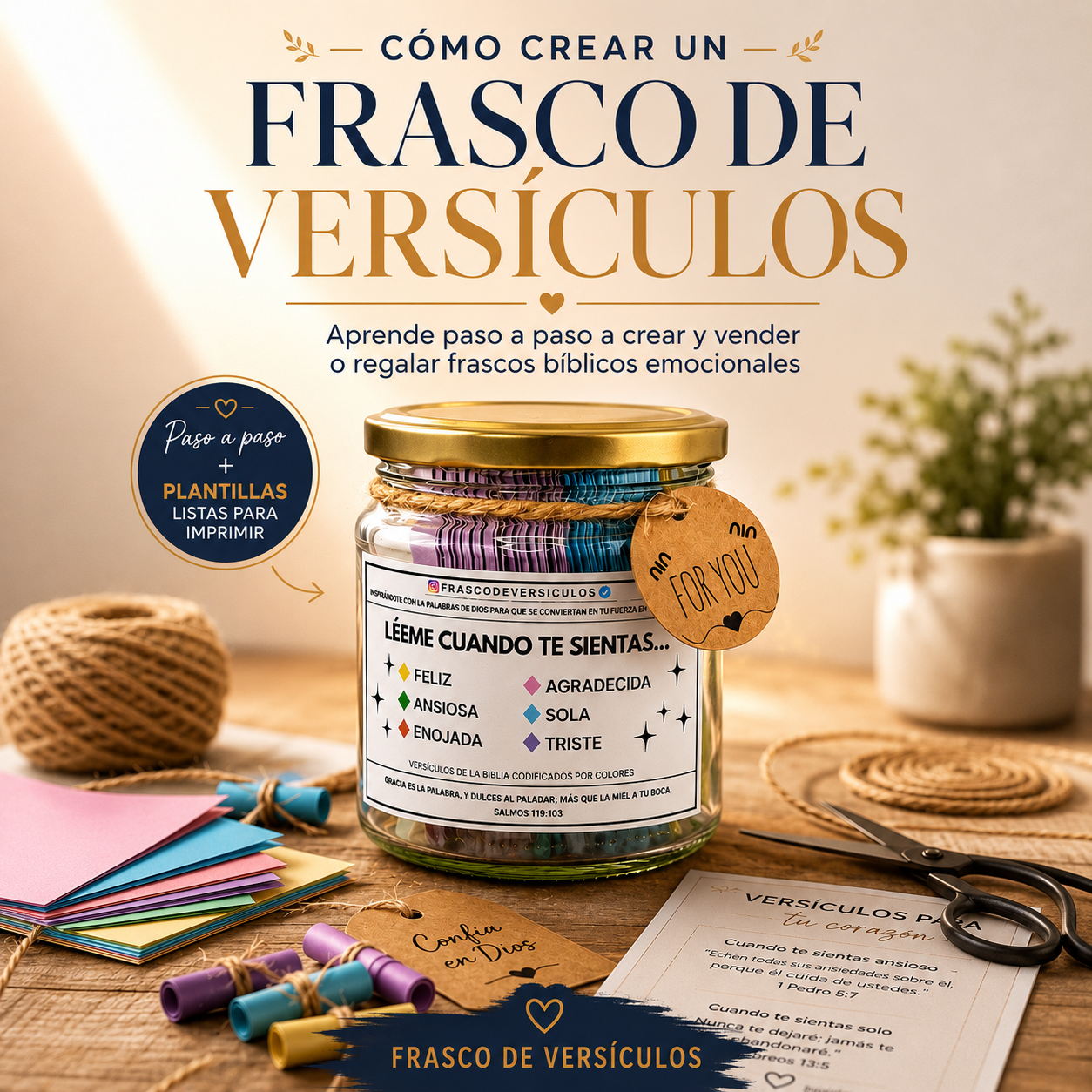 Guía Digital: Cómo Crear un Frasco de Versículos — Plantillas Listas para Imprimir