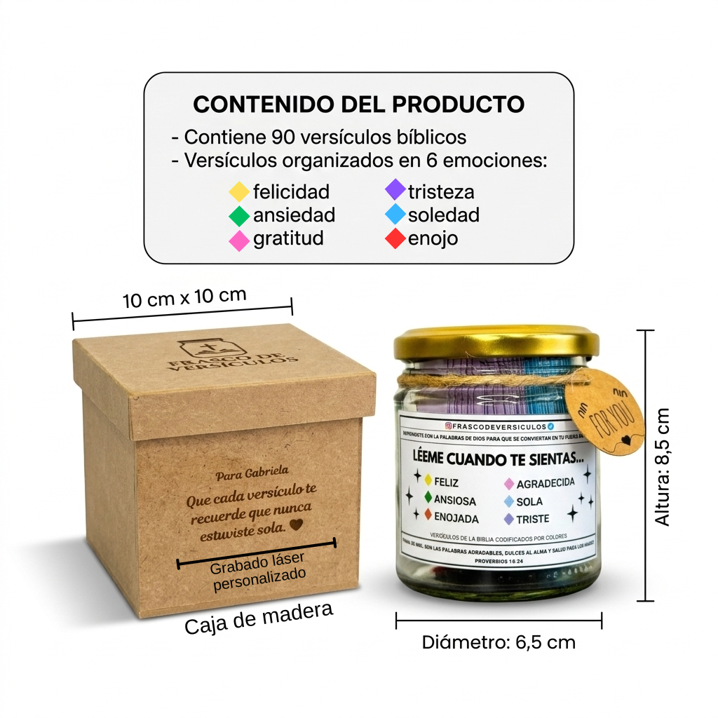 Frasco de Versículos Caja Personalizada